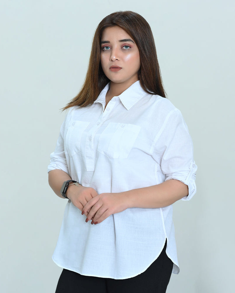 Women Basic Half-Placket Shirt – 3 Colors