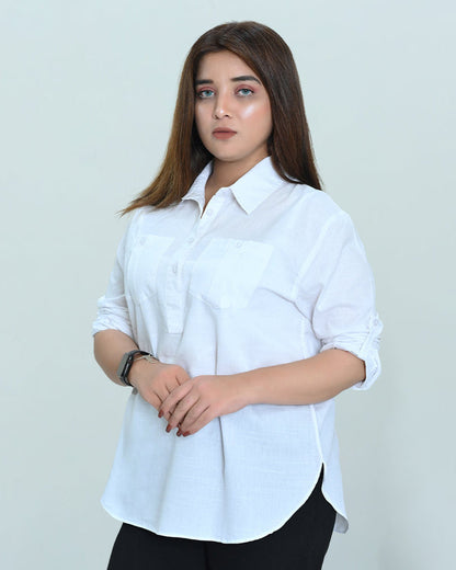 Women Basic Half Placket Shirt – 3 Colors - Harwage