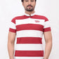 White and red horizontal striped polo shirt