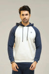 White navy fleece hoodie
