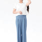 Wide Leg Denim Palazzo - LT Blue