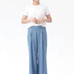 Wide Leg Denim Palazzo - LT Blue