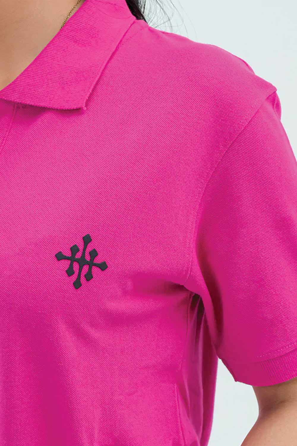 Women Basic Polo Shirt - Pink