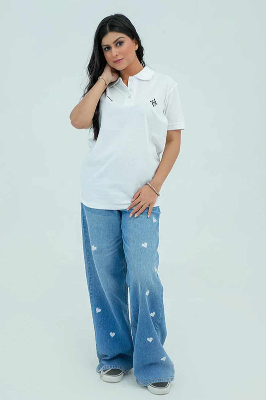 Women Basic Polo Shirt - White