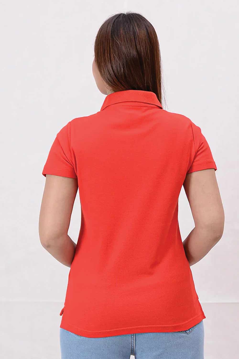 Women Basic Premium Polo Shirt - Fiery Red