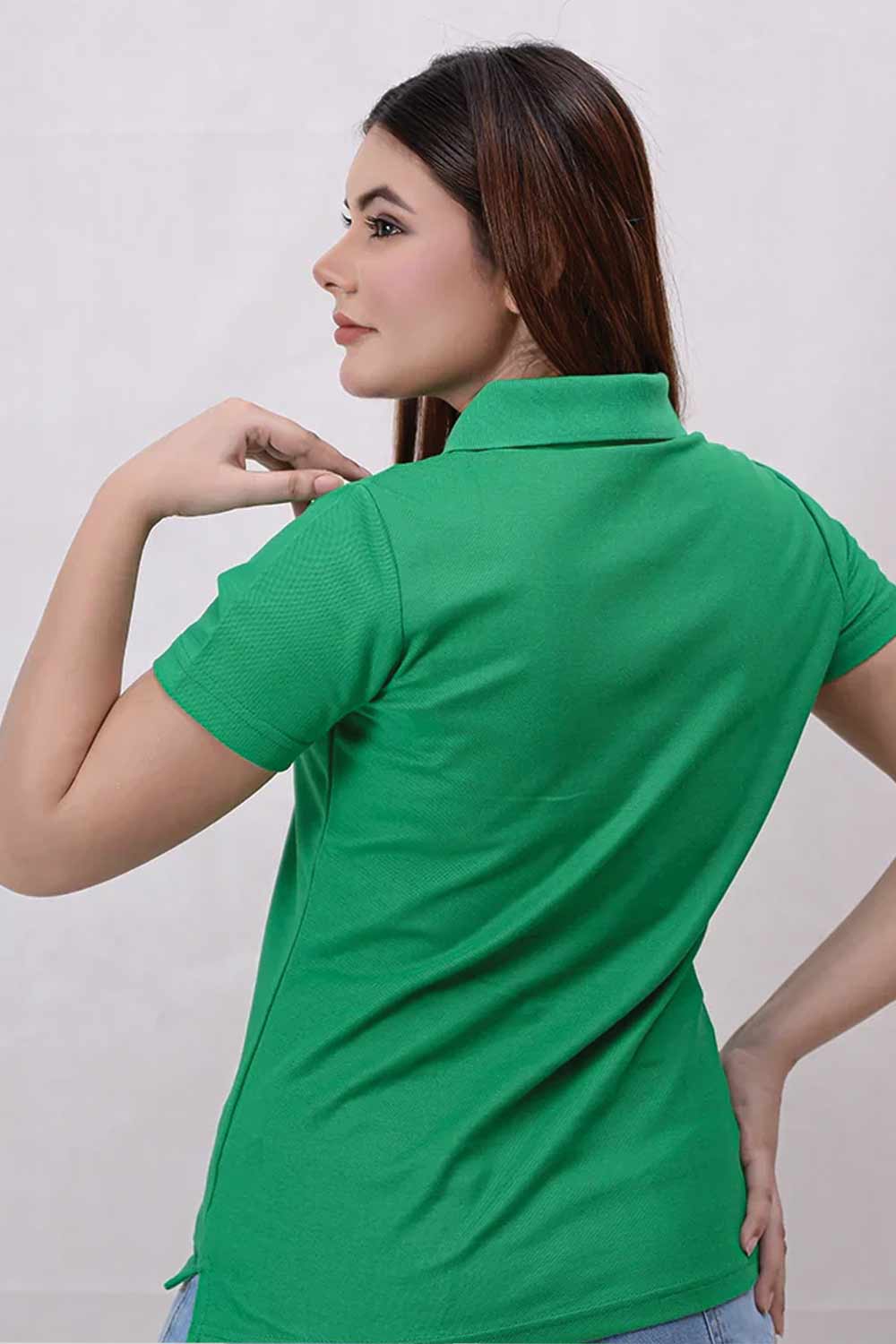 Women Basic Premium Polo Shirt - Green