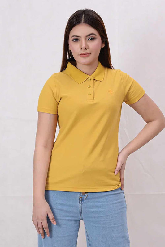 Women Basic Premium Polo Shirt - Primrose Yellow