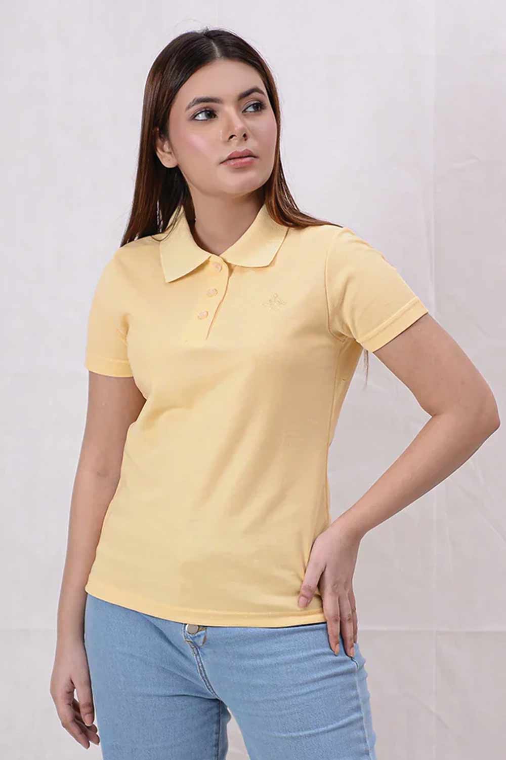 Women Basic Premium Polo Shirt - Sunlight
