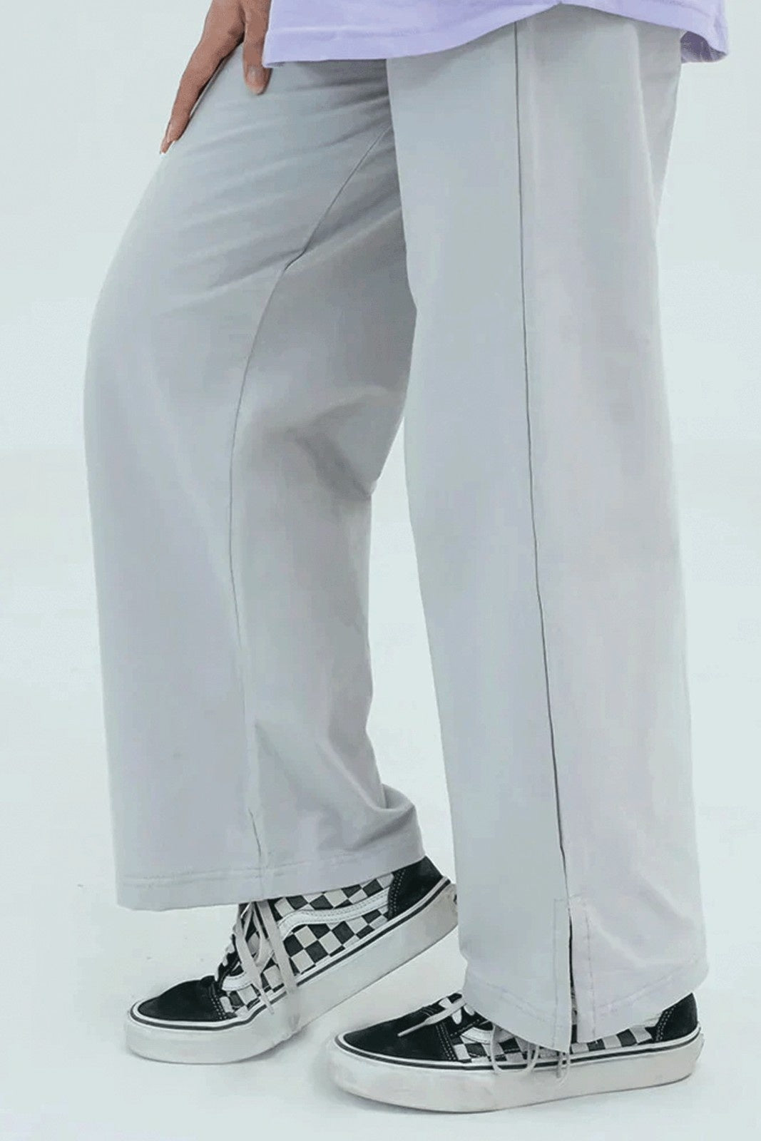 Women Basic Wide Leg Trouser - Quite Grey