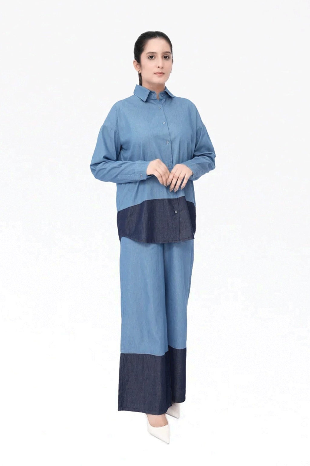 Women Denim Co-Ord Set – LT Blue