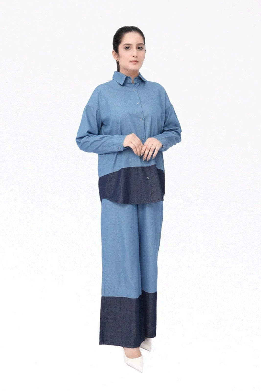 Women Denim Co-Ord Set – LT Blue