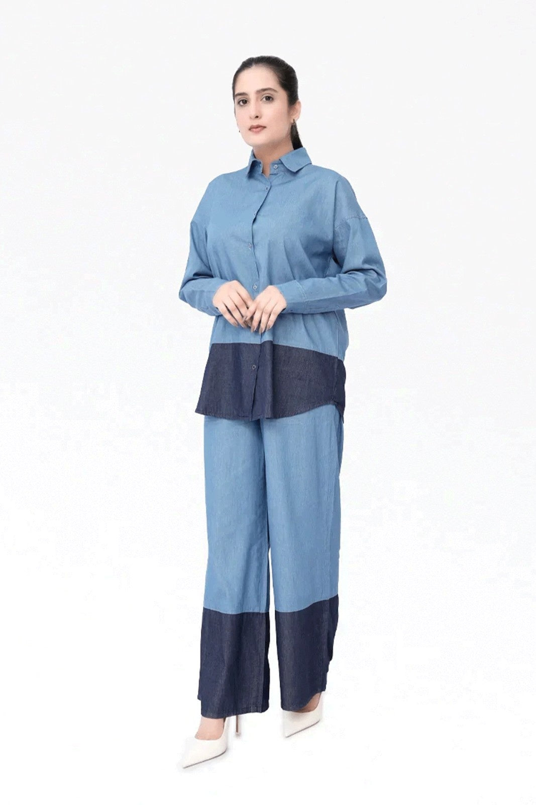 Women Denim Co-Ord Set – LT Blue