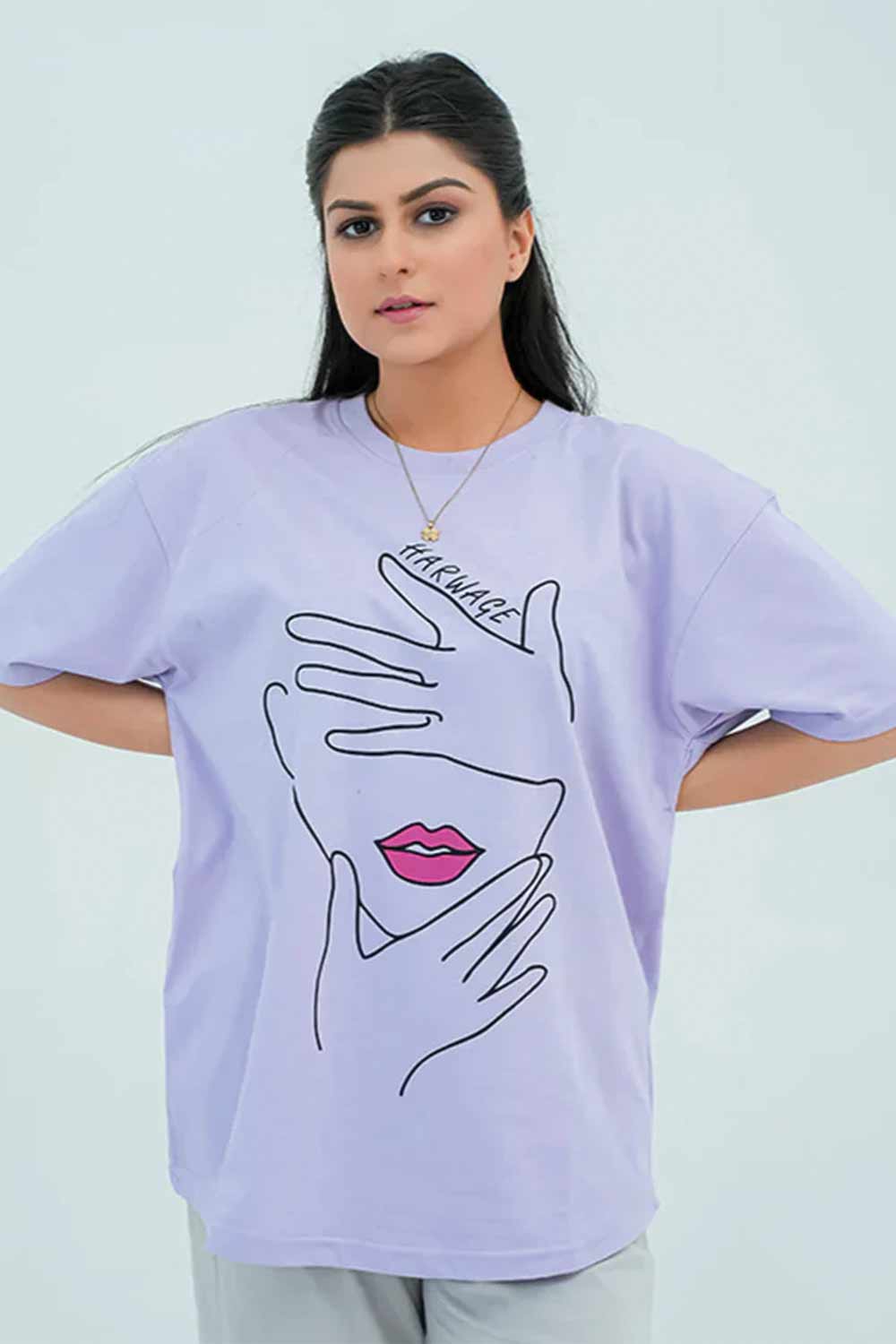 Women Graphic Oversized T-Shirt – Lavender