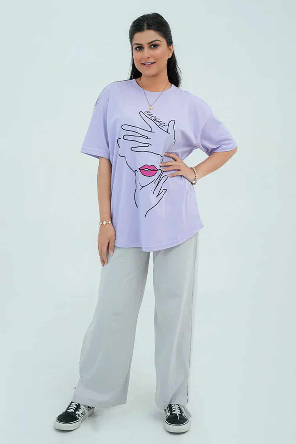 Women Graphic Oversized T-Shirt – Lavender