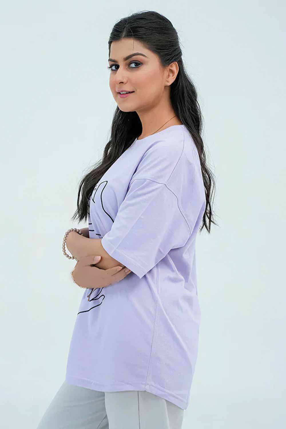 Women Graphic Oversized T-Shirt – Lavender