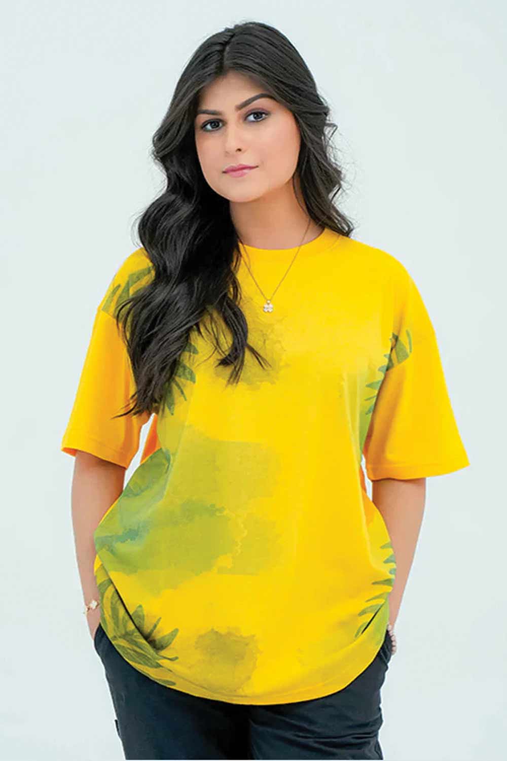 Women Graphic Oversized T-Shirt – Mustard