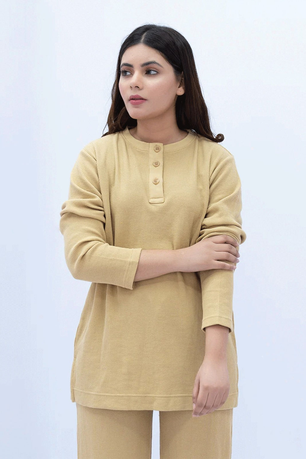Women Plain Co-Ord Set - Beige