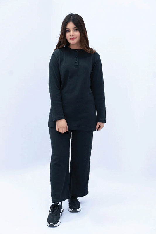 Women Plain Co-Ord Set - Black