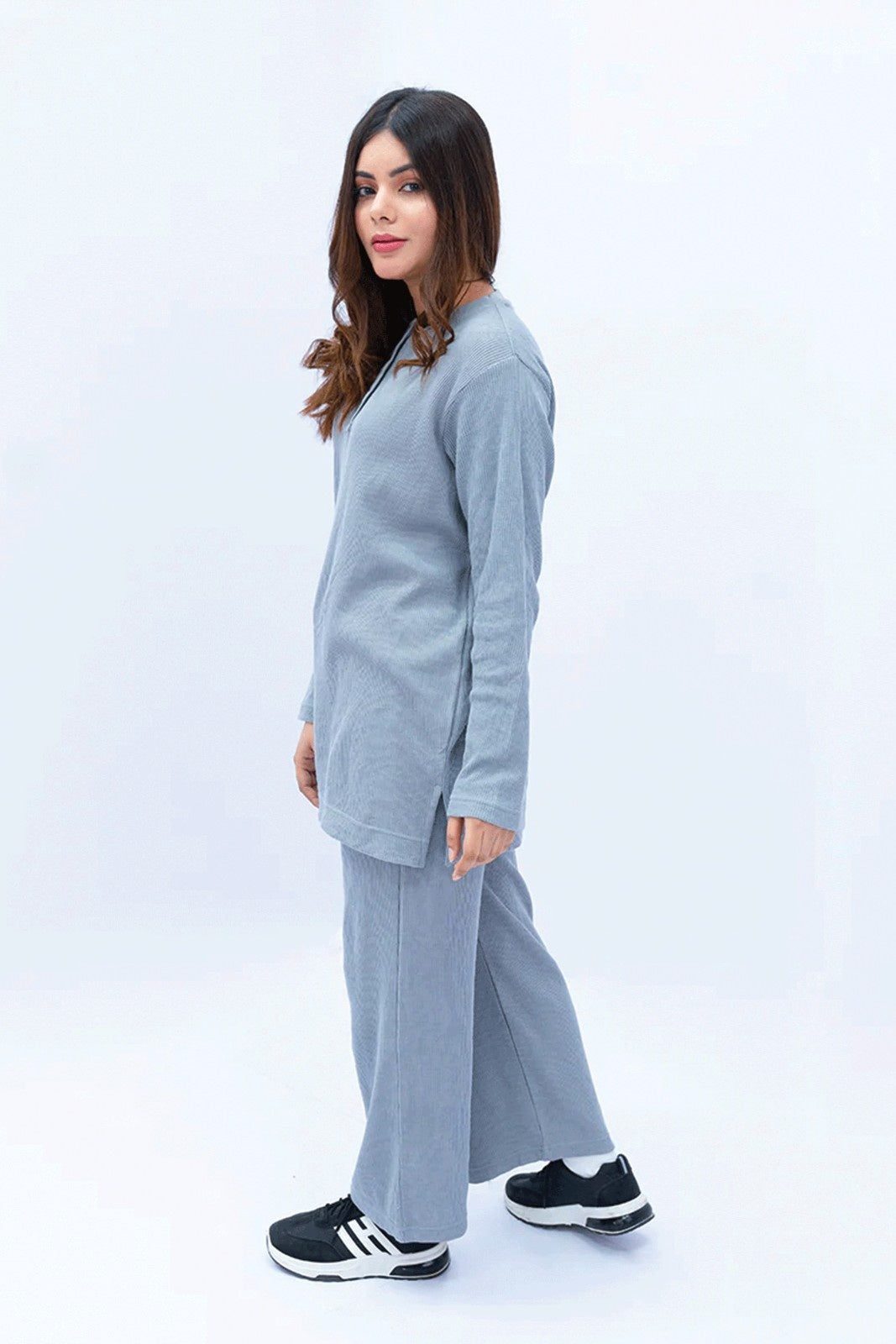 Women Plain Co-Ord Set - Grey