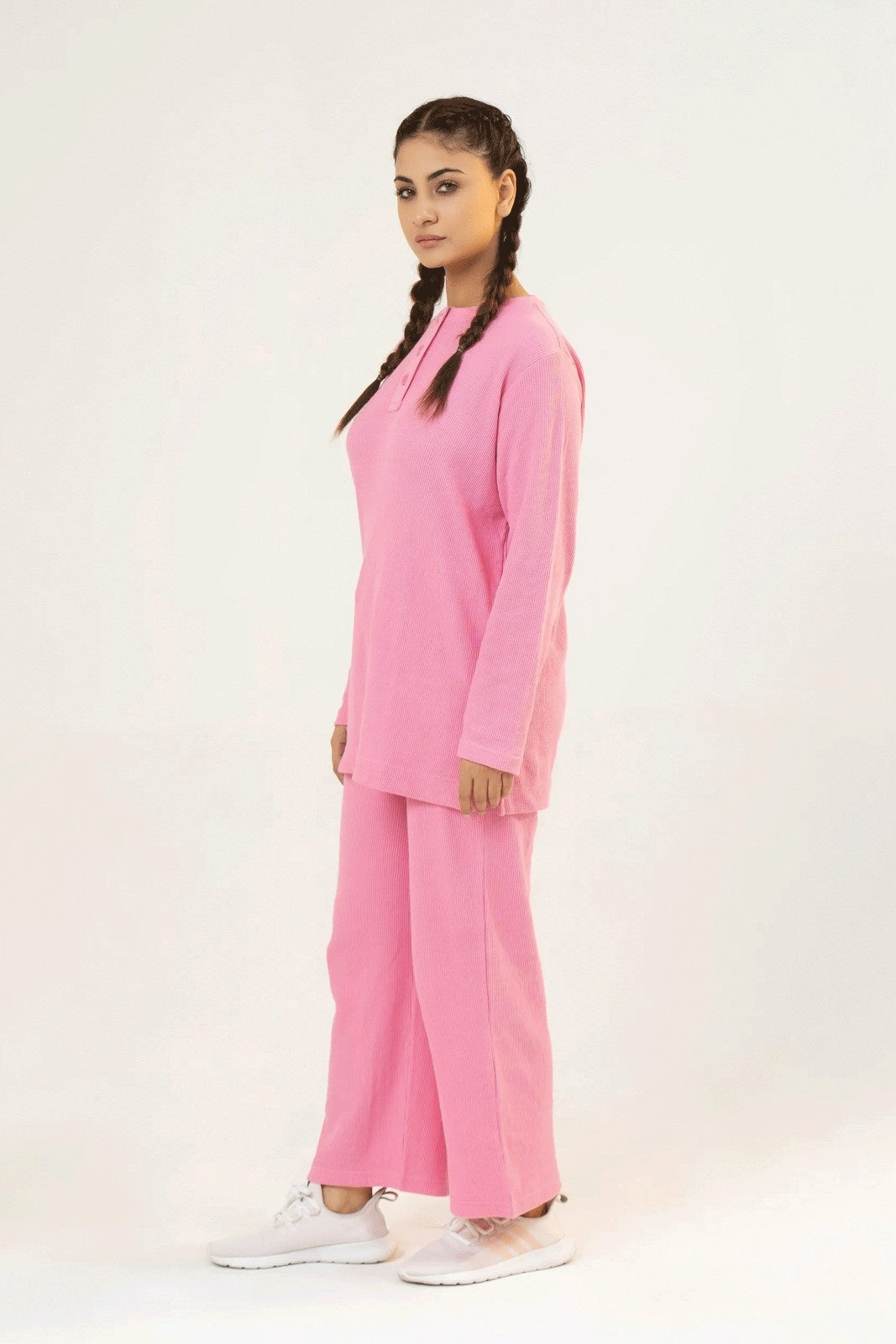 Women Plain Co-Ord Set - Pink