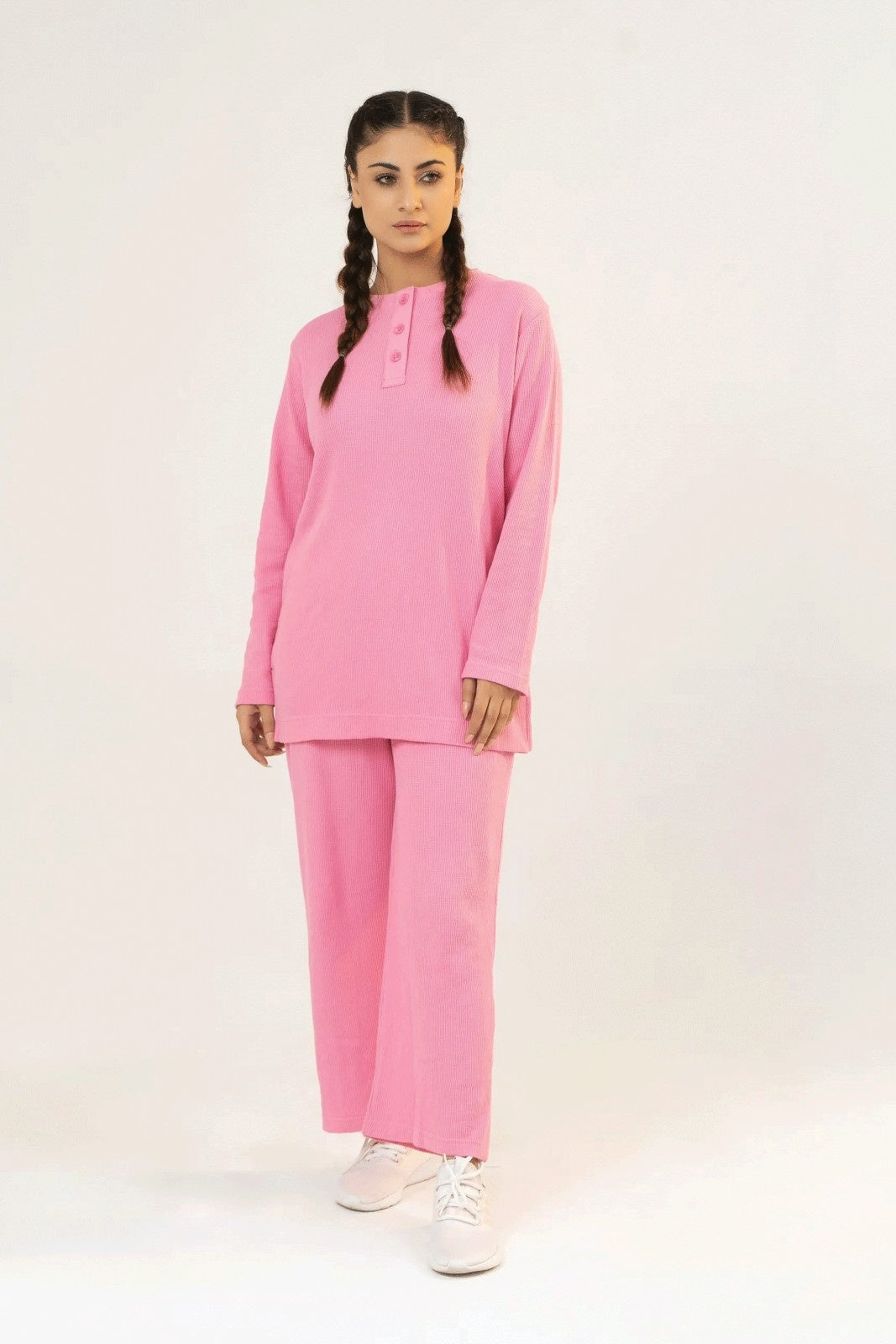 Women Plain Co-Ord Set - Pink