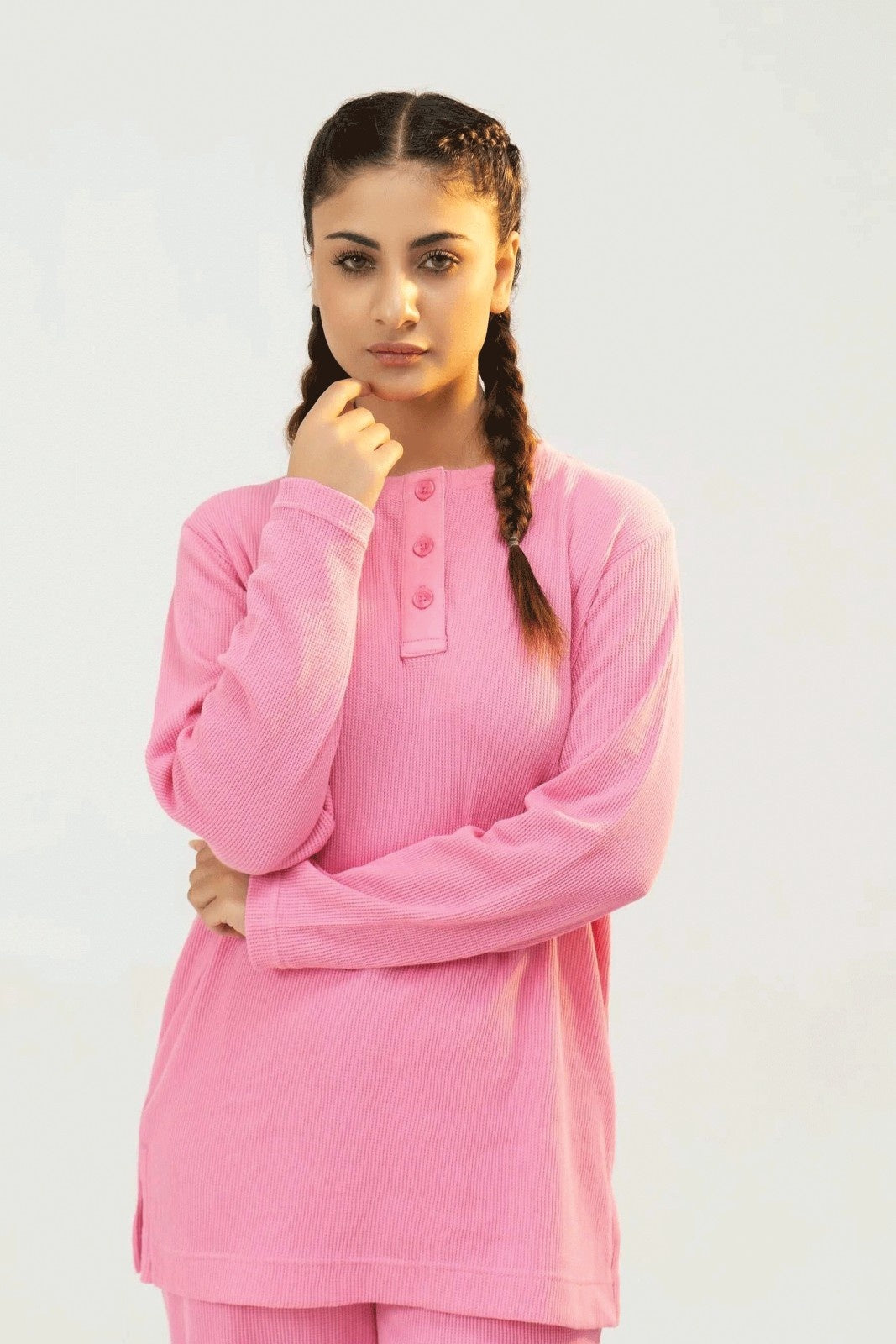 Women Plain Co-Ord Set - Pink
