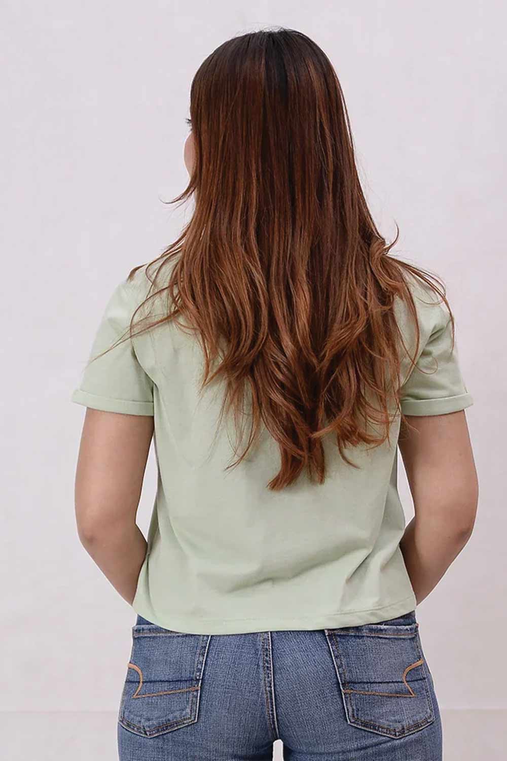 Women Plain Cropped Top - Sea Foam