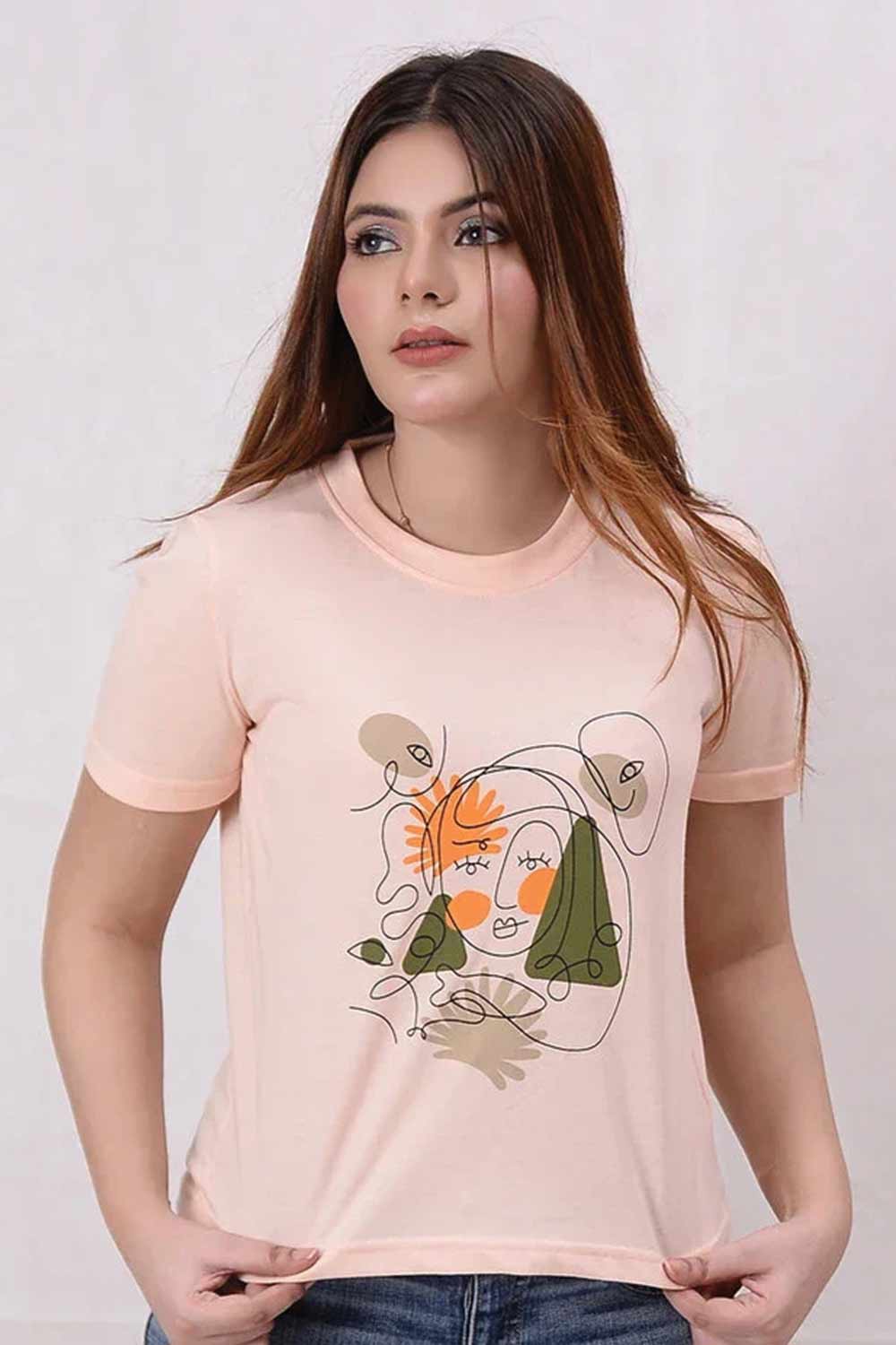 Women Printed Cropped Top - Pale Dogwood