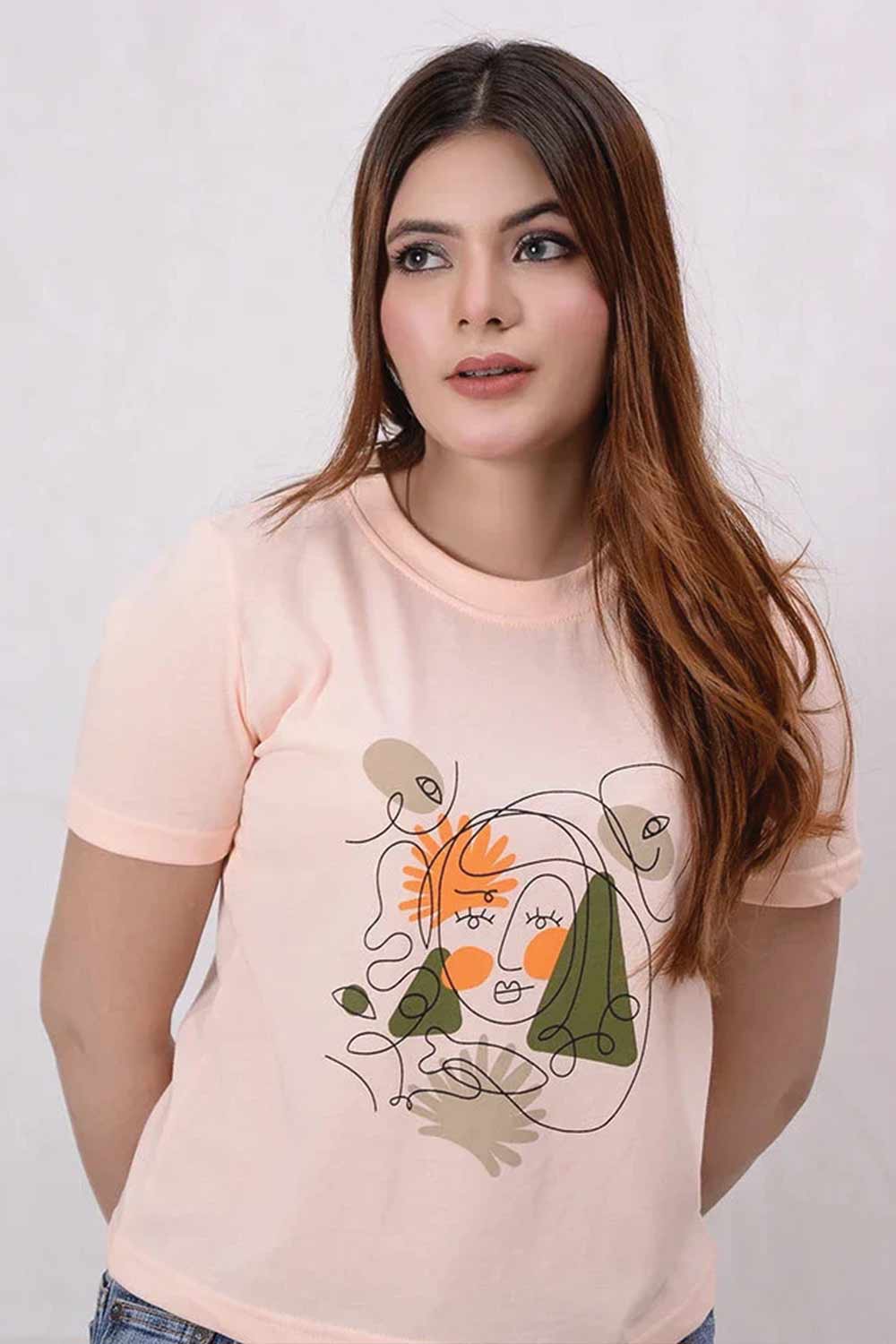 Women Printed Cropped Top - Pale Dogwood