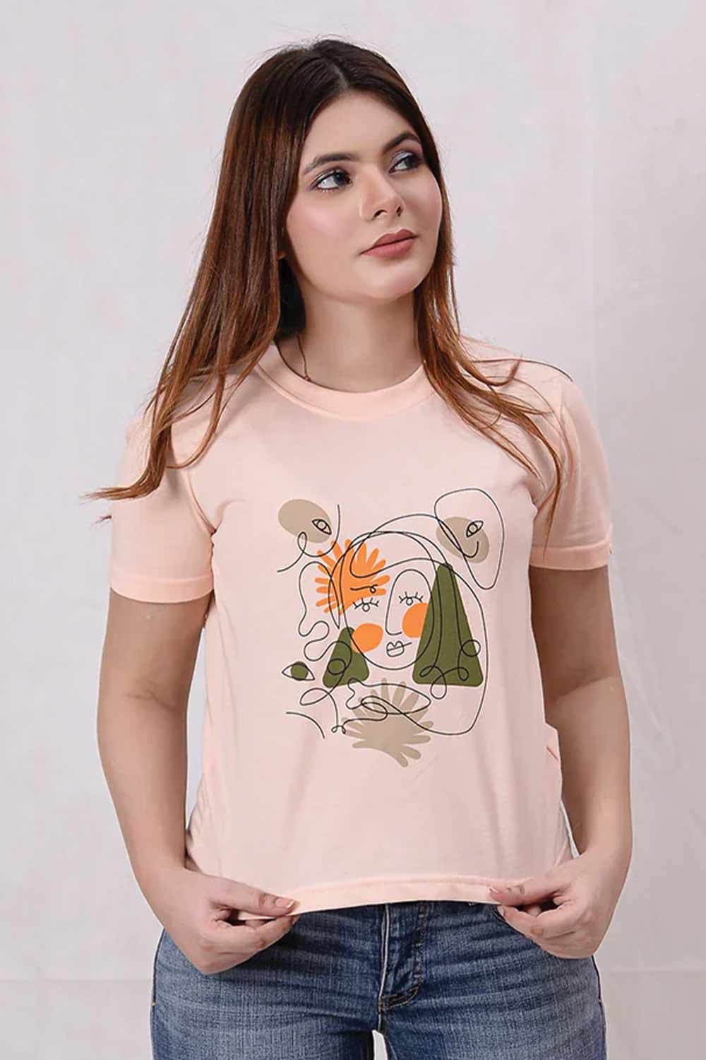 Women Printed Cropped Top - Pale Dogwood