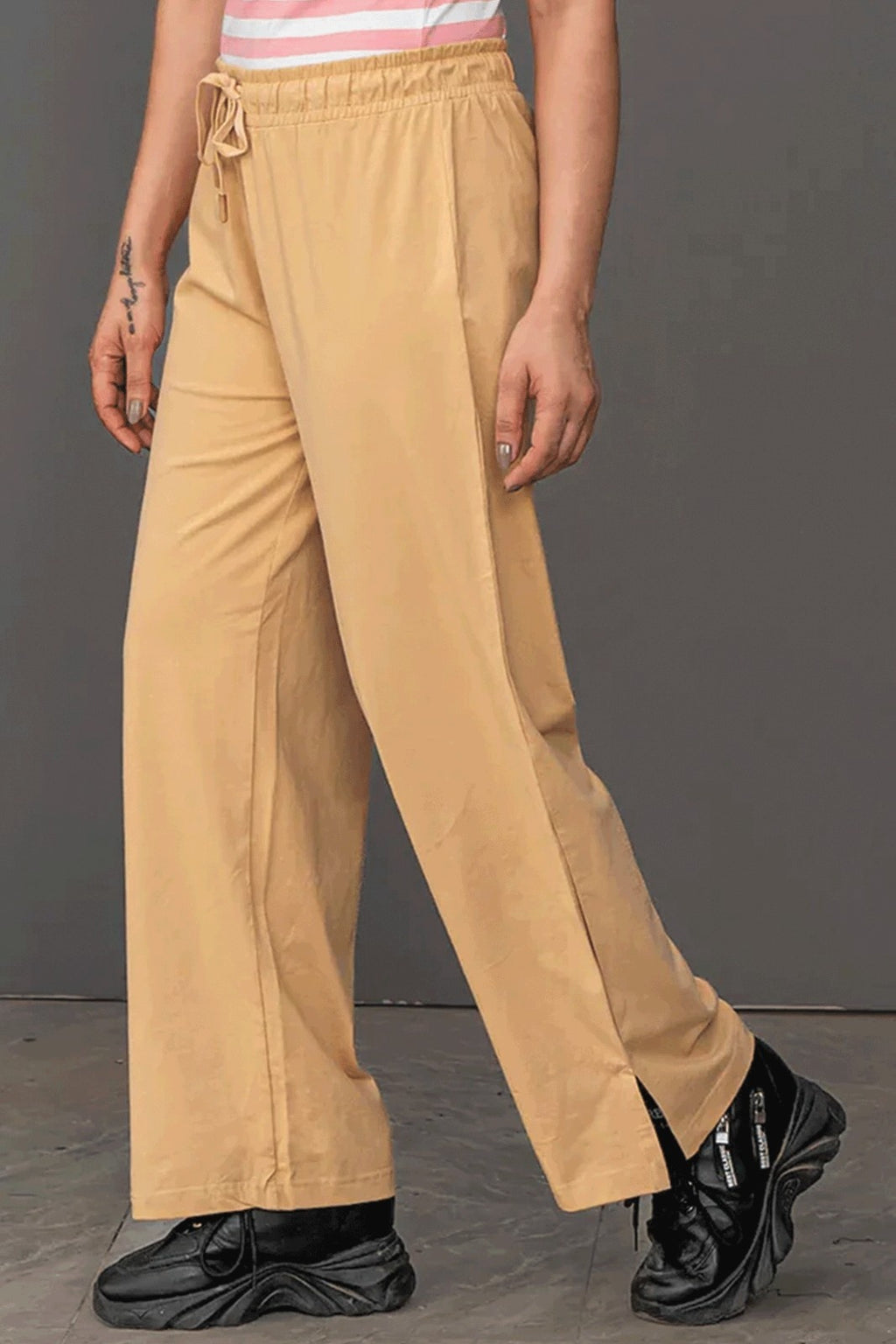 Women Trouser Wide Leg - Latte