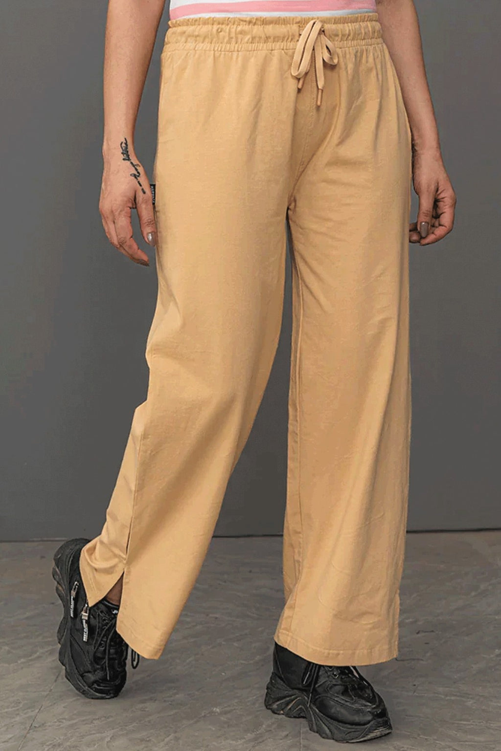 Women Trouser Wide Leg - Latte