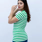 Women Striped T Shirt - Green/White