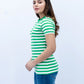 Women Striped T Shirt - Green/White