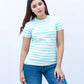Women Striped T Shirt - Paradise/White