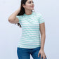 Women Striped T Shirt - Paradise/White