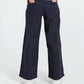 Women Stripped Wide Leg Jeans - Navy Blue