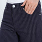 Women Stripped Wide Leg Jeans - Navy Blue