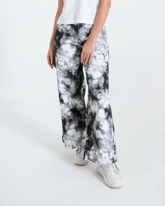 Women Tie & Dye Wide Leg Jeans – Black