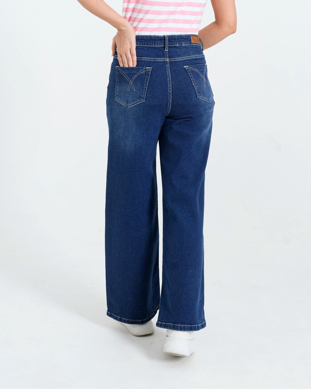 Women Wide Leg Denim Jeans – Navy Blue