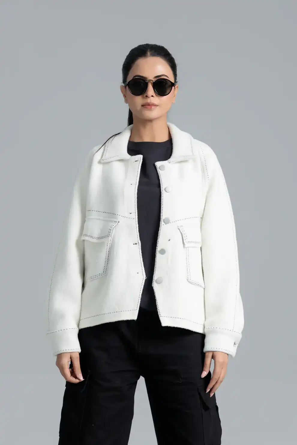Women’s Oversized Wool Coat – Star White