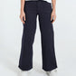 Women Stripped Wide Leg Jeans - Navy Blue