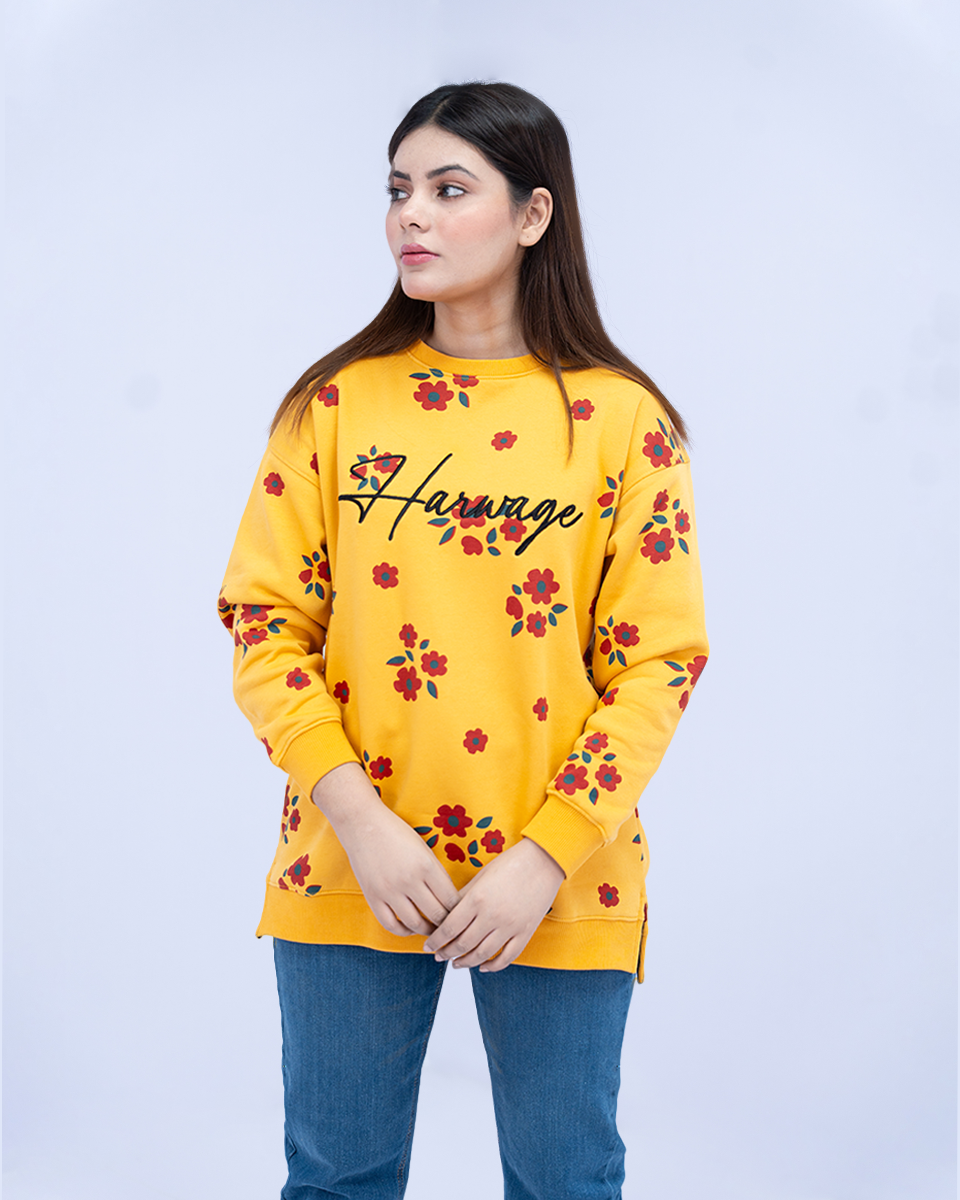 Women Sweatshirt Regular Fit - Mustard