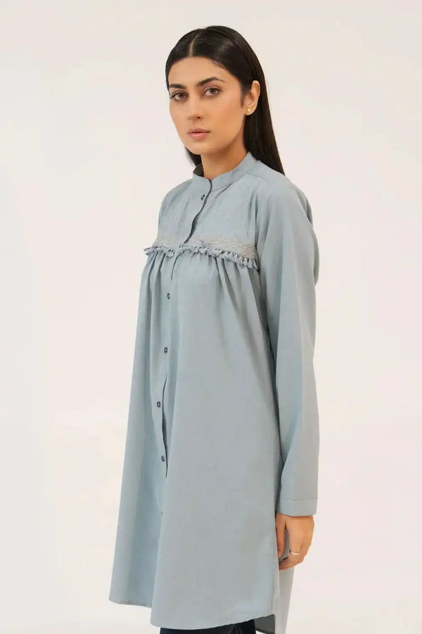 Women Tunic Dress Shirt - Carrot Blue