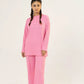 Model wearing Women’s Fuchsia Pink Co-Ord Set casual full look