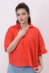 Women’s Red Basic Cropped Shirt