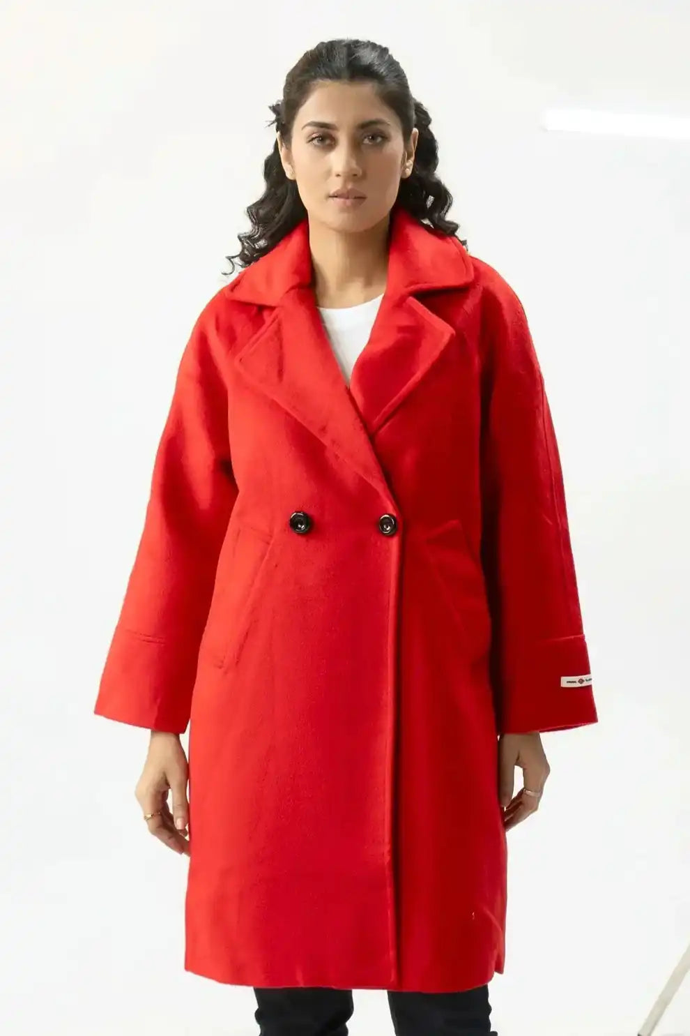 Women’s Red Long Wool Coat