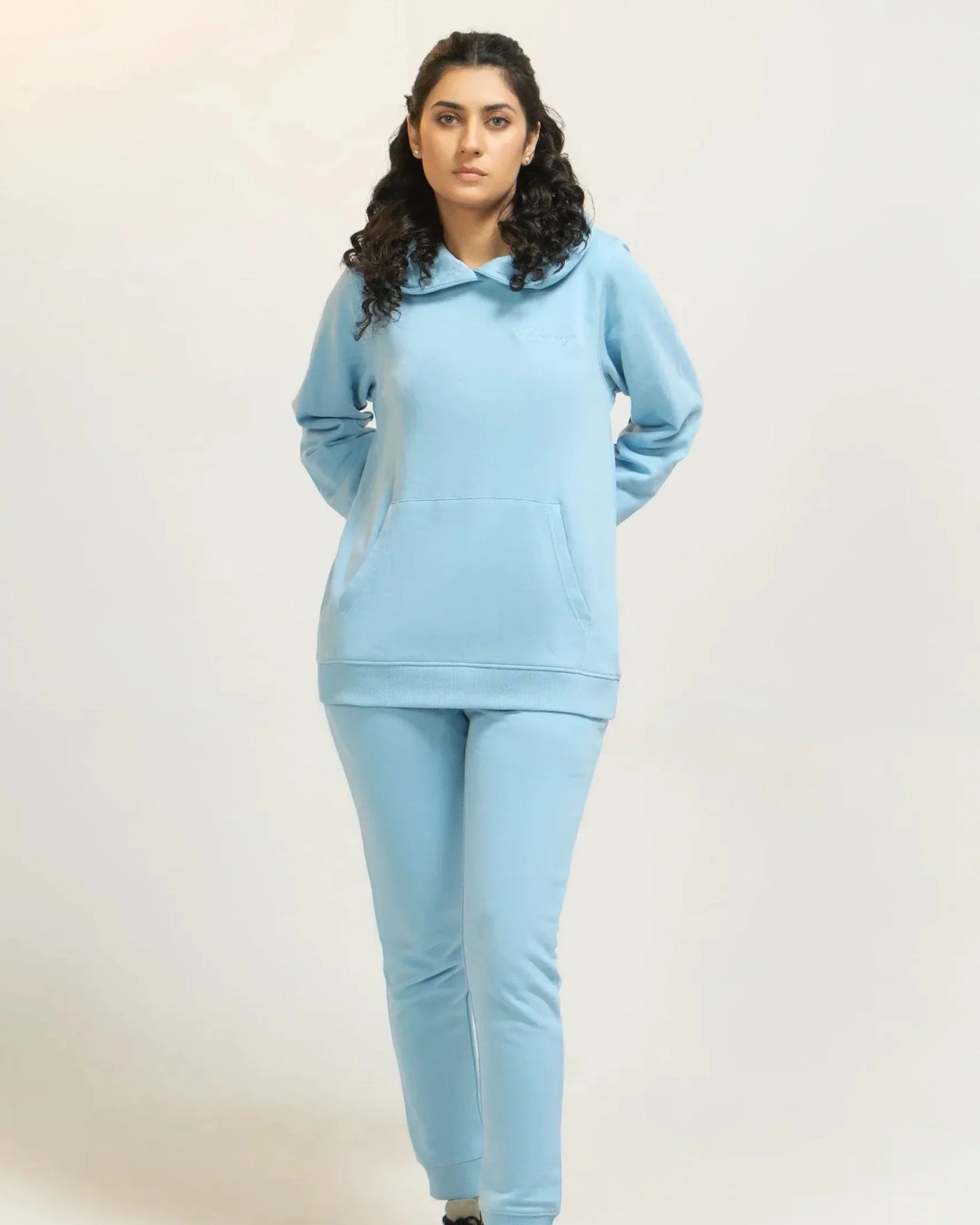 Women’s Sky Blue Regular Tracksuit on a white background