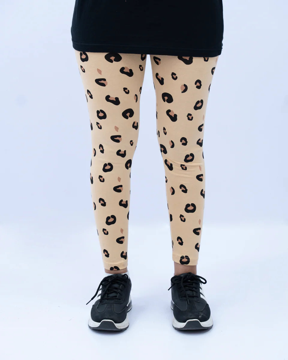 Women’s Beige Printed AOP Tights