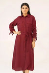 Women’s Maroon Woven Long Dress